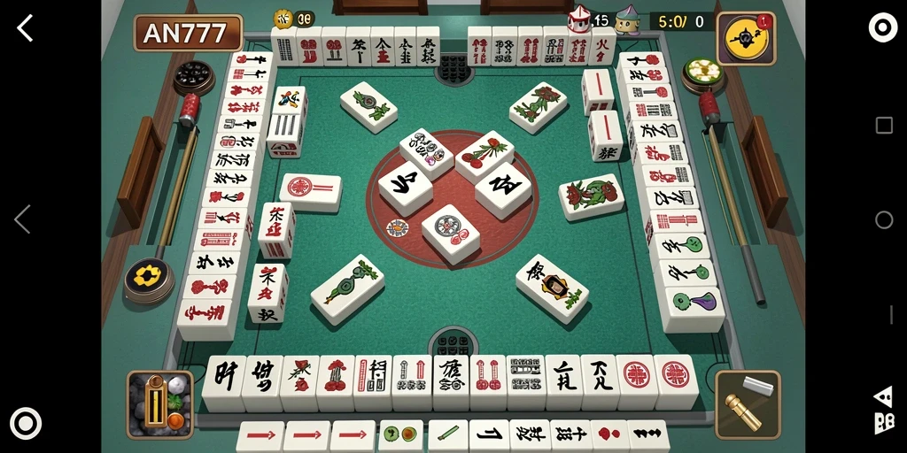 Gameplay AN777 menampilkan papan Mahjong yang menarik dan interaktif.