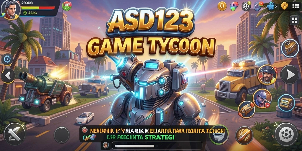 Screenshot gameplay ASD123 menampilkan suasana membangun bisnis Tycoon.