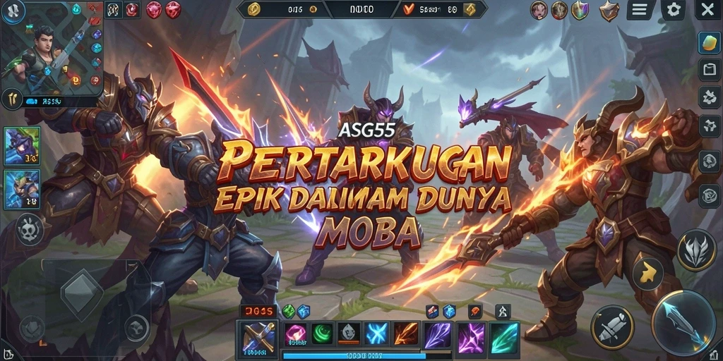 Screenshot gameplay ASG55 menampilkan pertarungan seru antar pemain MOBA.