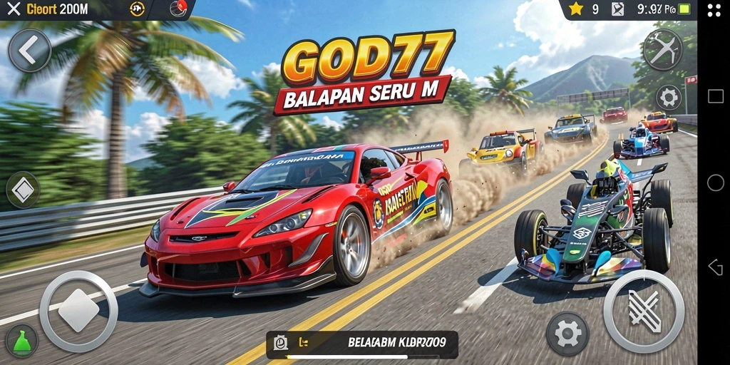 Gameplay menegangkan dalam balapan cepat di GOD77.