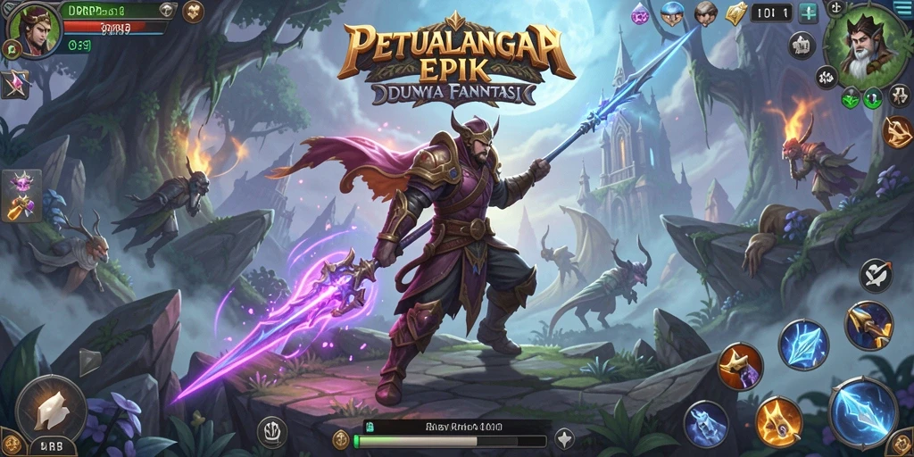 Tampilan gameplay epik di dunia fantasi IDRRP.