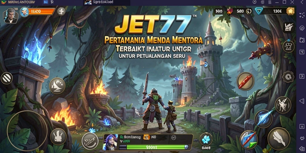 Screenshot gameplay JET77 menunjukkan aksi mendebarkan di Tower Defense.