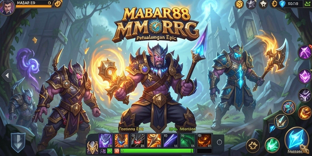 Screenshot gameplay MABAR88 menampilkan pertempuran seru di dunia MMORPG.