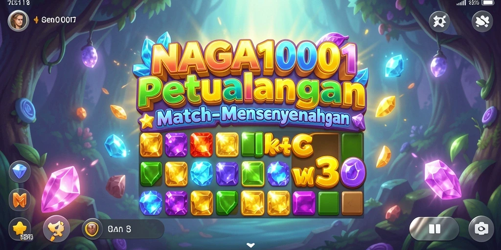 Screenshot utama NAGA1001 menampilkan gameplay Match-3 yang seru dan penuh warna.