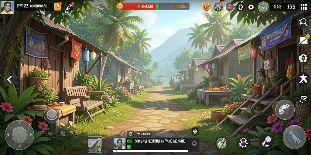 Screenshot utama PP123 menunjukkan gameplay simulasi yang asyik.