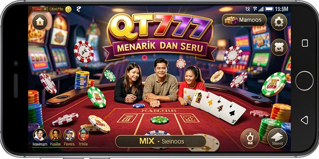 Tampilan utama QT777 yang menampilkan aksi permainan kasino yang mendebarkan.
