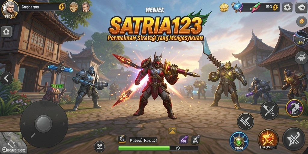 Screenshot gameplay SATRIA123 menampilkan pertempuran strategi yang mendebarkan.
