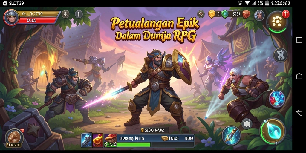 Screenshot SLOT39 menampilkan aksi seru dalam pertarungan RPG.