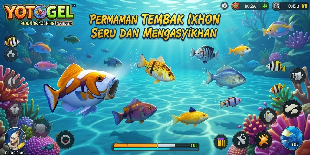 Screenshot gameplay YOTOGEL menampilkan aksi menembak ikan yang seru.